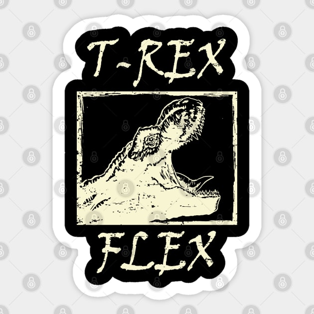 T-Rex Flex Dino Distressed Retro White Sticker by ebayson74@gmail.com